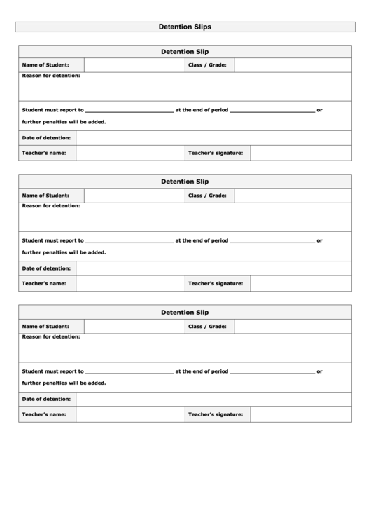 Detention Slip Template Printable pdf