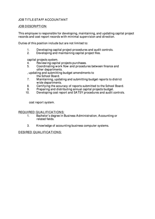 Staff Accountant Printable pdf
