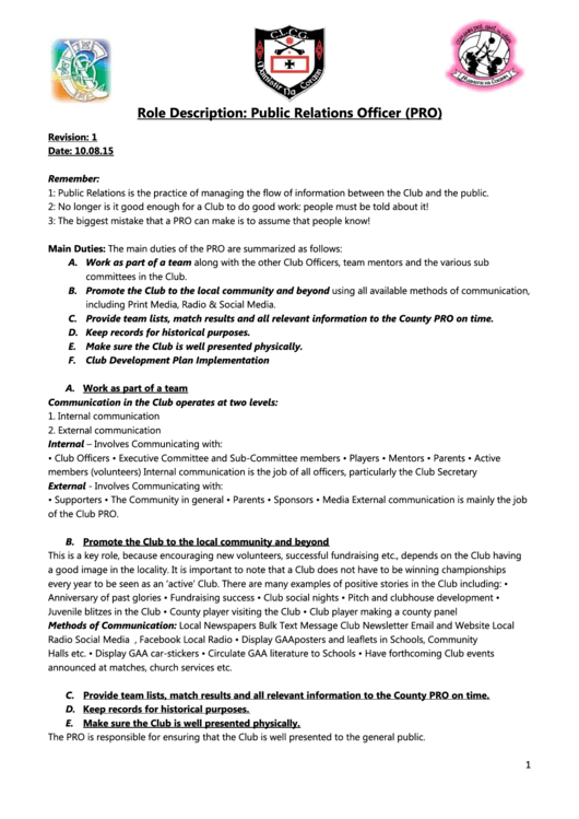 Public Relations Officer Printable pdf