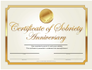 Sobriety Anniversary Certificate Template (gold)