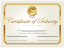 Sobriety Certificate Template - 5 Years - Gold