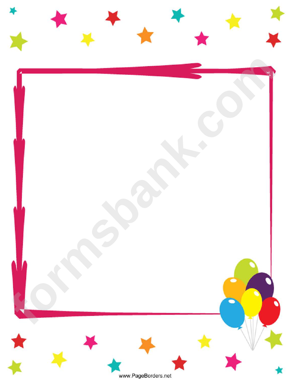 Stars And Balloons Party Border Template