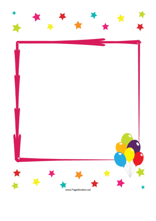 Stars And Balloons Party Border Template Printable pdf