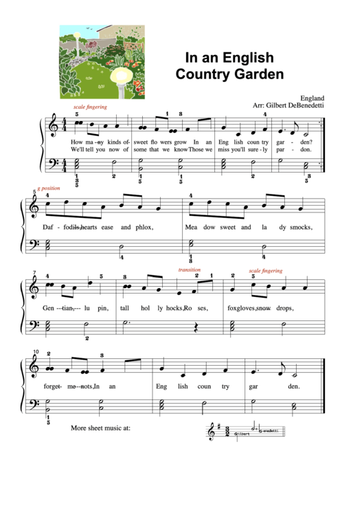 In An English Country Garden - G Major Music Theory Printable pdf