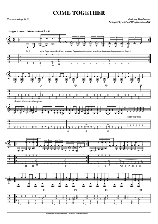 Come Together Sheet - The Beatles