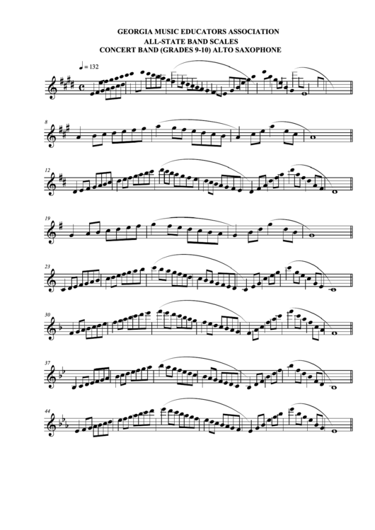 Concert Band (Grades 9-10) Alto Saxophone Music Sheet Printable pdf