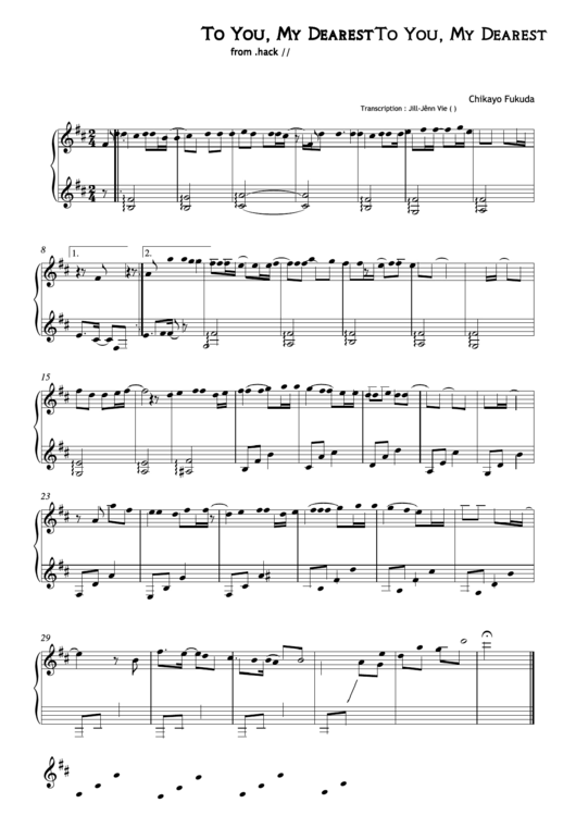 Piano Sheet Music: To You, My Dearest - Chikayo Fukuda Printable pdf