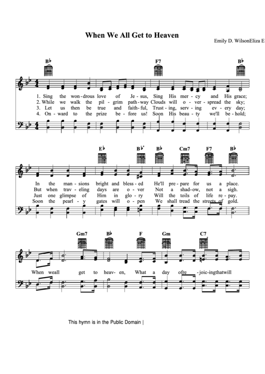 When We All Get To Heaven - Eliza E. Hewitt Sheet Music - Emily D. Wilson Printable pdf