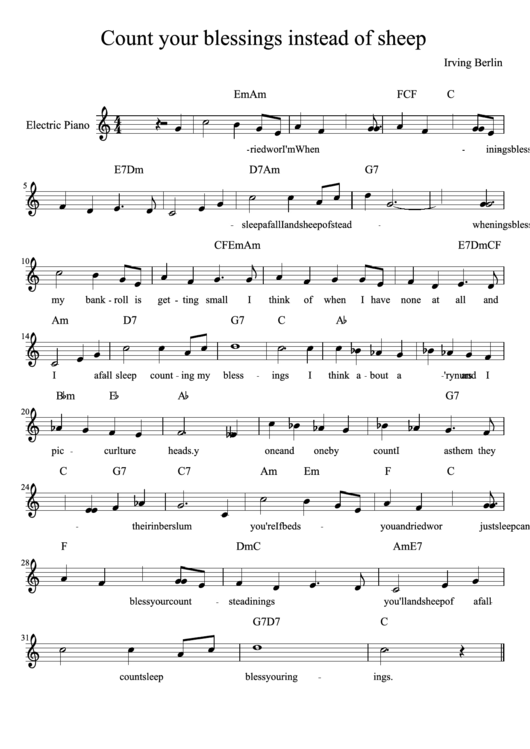 Count Your Blessings Instead Of Sheep Sheet Music - Irving Berlin Printable pdf