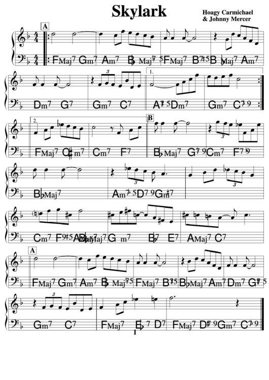 Skylark Sheet Music - Hoagy Carmichael & Johnny Mercer Printable pdf