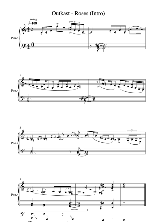 Outkast - Roses (Intro) - Piano Sheet Printable pdf