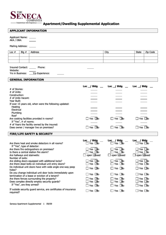 Apartment/dwelling Supplemental Application Form 2009 Printable pdf