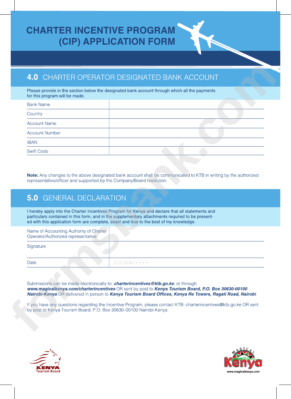 Charter Incentive Program (Cip) Application Form