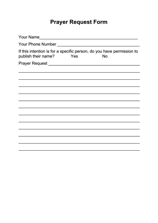 Prayer Request Form Printable pdf