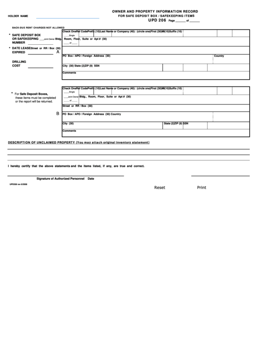 Owner And Property Information Record Form