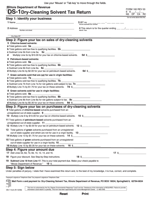 Fillable Form Ds-1 Dry-Cleaning Solvent Tax Return Illinois printable ...