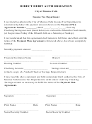 Direct Debit Authorization Form - City Of Munroe Falls