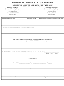 Renunciation Of Status Report Domestic Limited Liability Partnership - Connecticut Secretary Of State