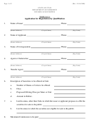 Form 10-2-1 - Application For Registration By Qualification - Utah