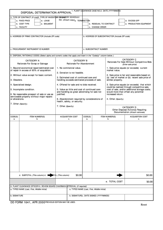 Fillable Disposal Determination Approval Printable pdf