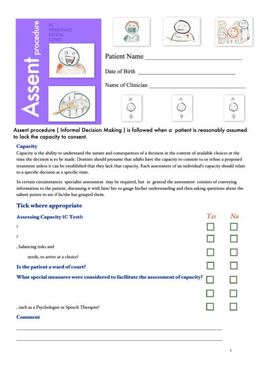 Assent Form (Informal Decision Making) Printable pdf