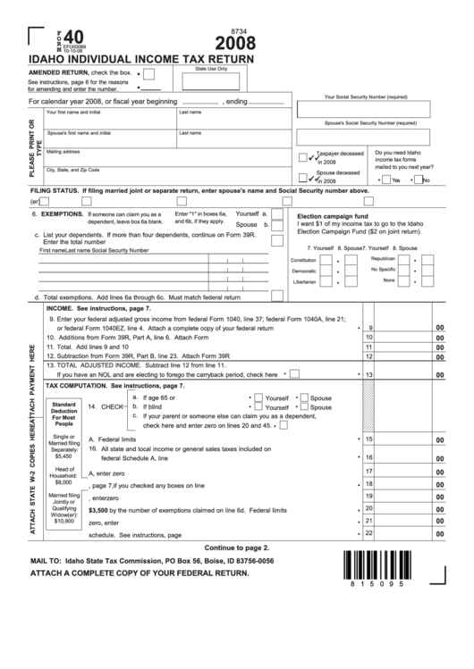 Idaho State Tax Forms