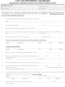 Transient Vendor's Sales Tax License Application Form - City Of Montrose, Colorado