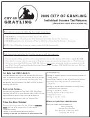 Individual Income Tax Returns Forms (Resident And Nonresident) - City Of Grayling - 2009 Printable pdf