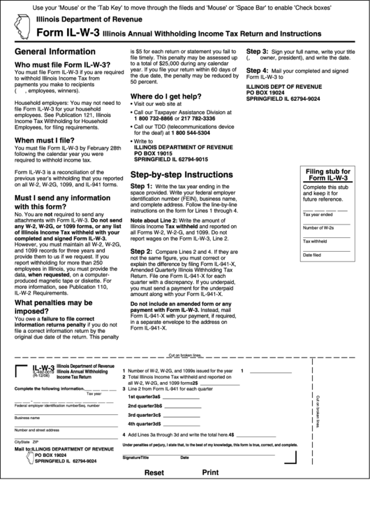 Form Il-W-3 - Illinois Annual Withholding Income Tax Return And Instructions - 2006 Printable pdf