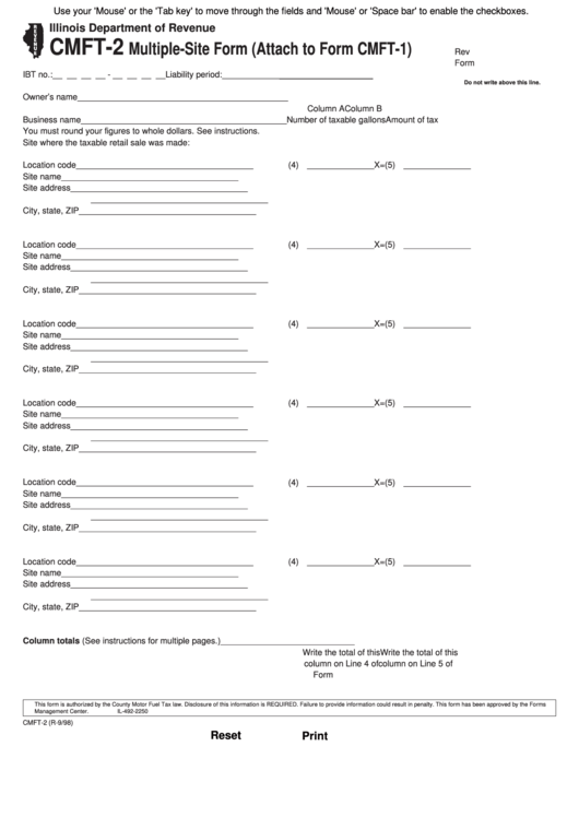 Fillable Form Cmft-2 - Multiple-Site Form - 1998 Printable pdf