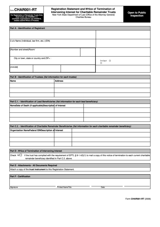 Form Char001-Rt - Registration Statement And Notice Of Termination Of ...