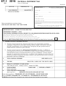 Form Et-1 - Payroll Expense Tax - City Of Pittsburgh - 2016