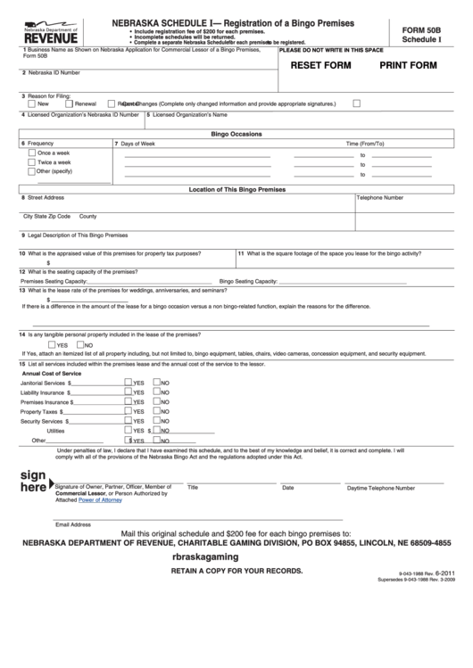Fillable Form 50b - Registration Of A Bingo Premises Form Printable pdf