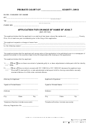 Application For Change Of Name Of Adult - Ohio Probate Court