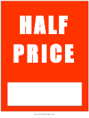 Half Price Sign Template