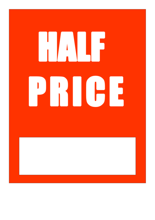 Half Price Sign Template Printable pdf