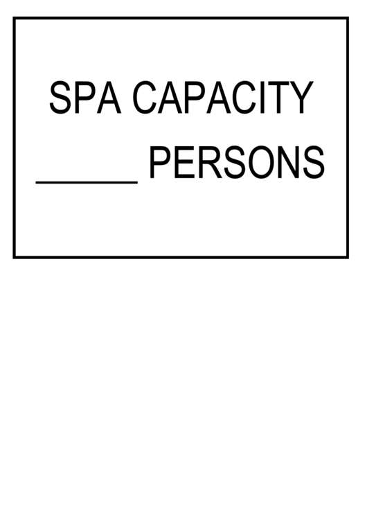 Spa Capacity Sign Template Printable pdf