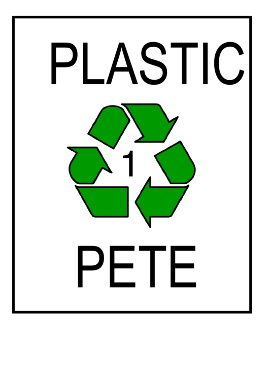 Recycle Plastic 1 Pete Sign Template Printable pdf