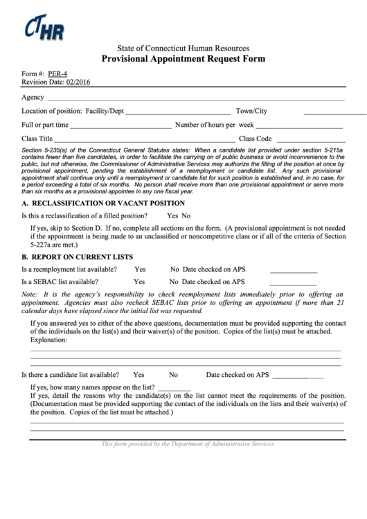 Provisional Appointment Request Form (per-4)