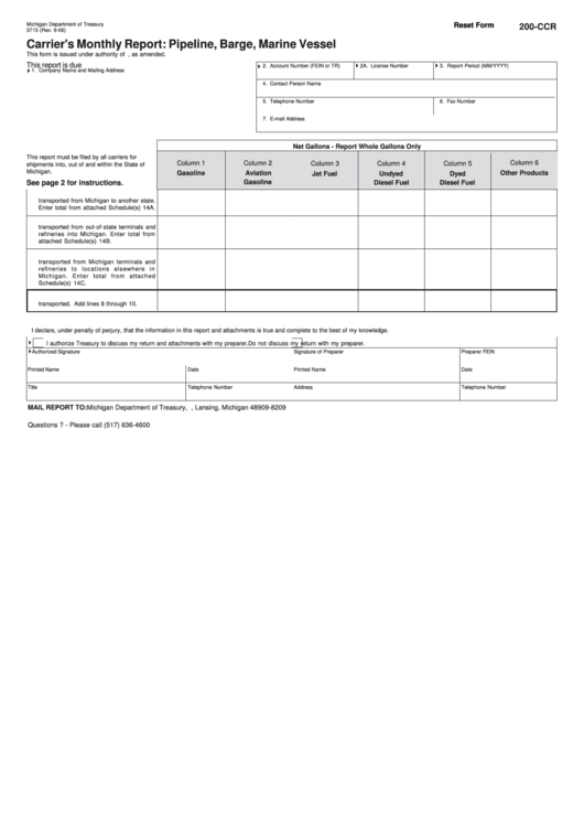 Fillable Form 3715 (200-Ccr) - Carrier
