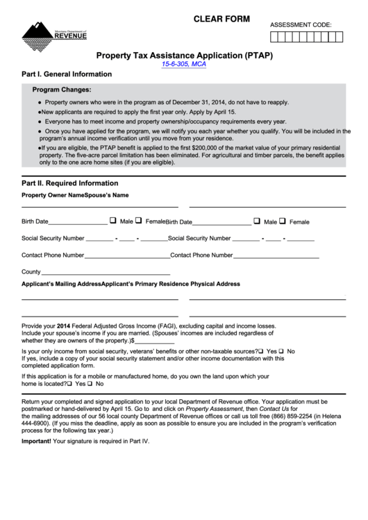 Fillable Ppb8 (Ptap) Property Tax Assistance Application (Ptap