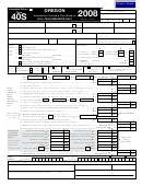 Fillable Form 40s - Oregon Individual Income Tax Return - 2008 Printable pdf