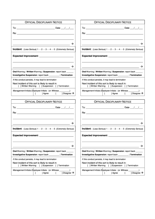 Official Disciplinary Notice Form printable pdf download