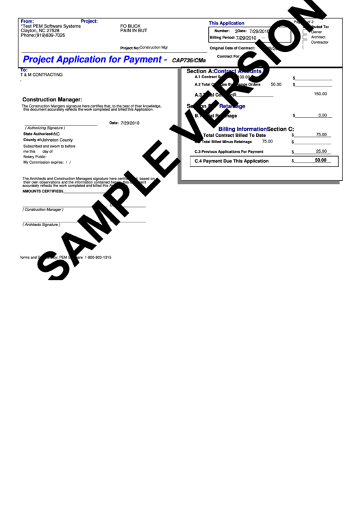 G736cma - Project Application For Payment Form Printable pdf