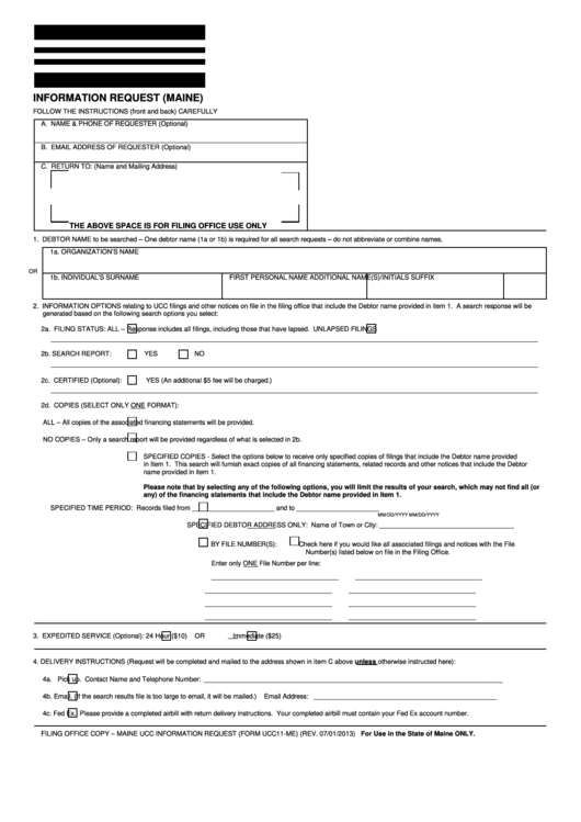 Fillable Information Request Form Maine Printable pdf