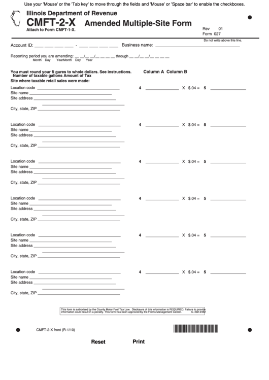 Fillable Form Cmft-2-X - Amended Multiple-Site Form - 2010 Printable pdf