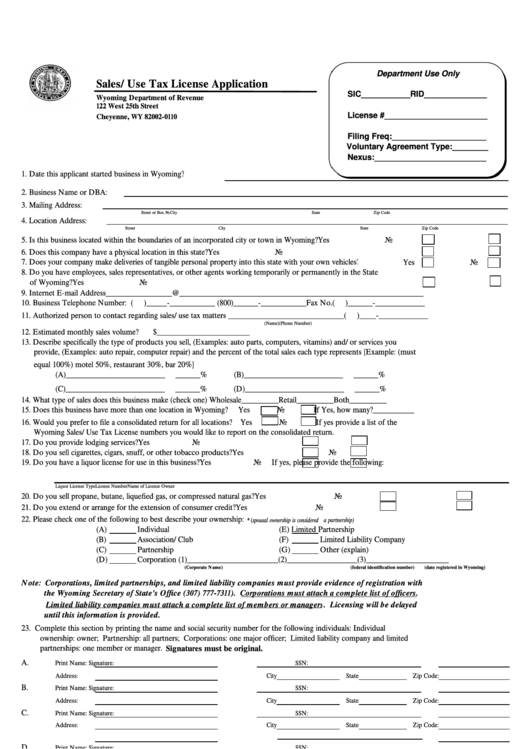 Ets Form 001 7/02/03 - Sales/use Tax License Application Form 2003 Printable pdf