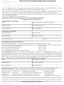 Form Erd-9850 - Wisconsin Prevailing Wage Rate Complaint - State Of Wisconsin Department Of Workforce Development