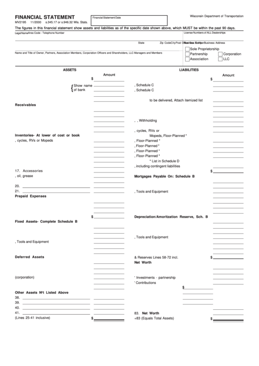 Financial Statement Form - Commercial Driver