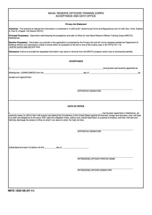Fillable Form Nstc 1533/126 - Application For Assignment To Housing Printable pdf